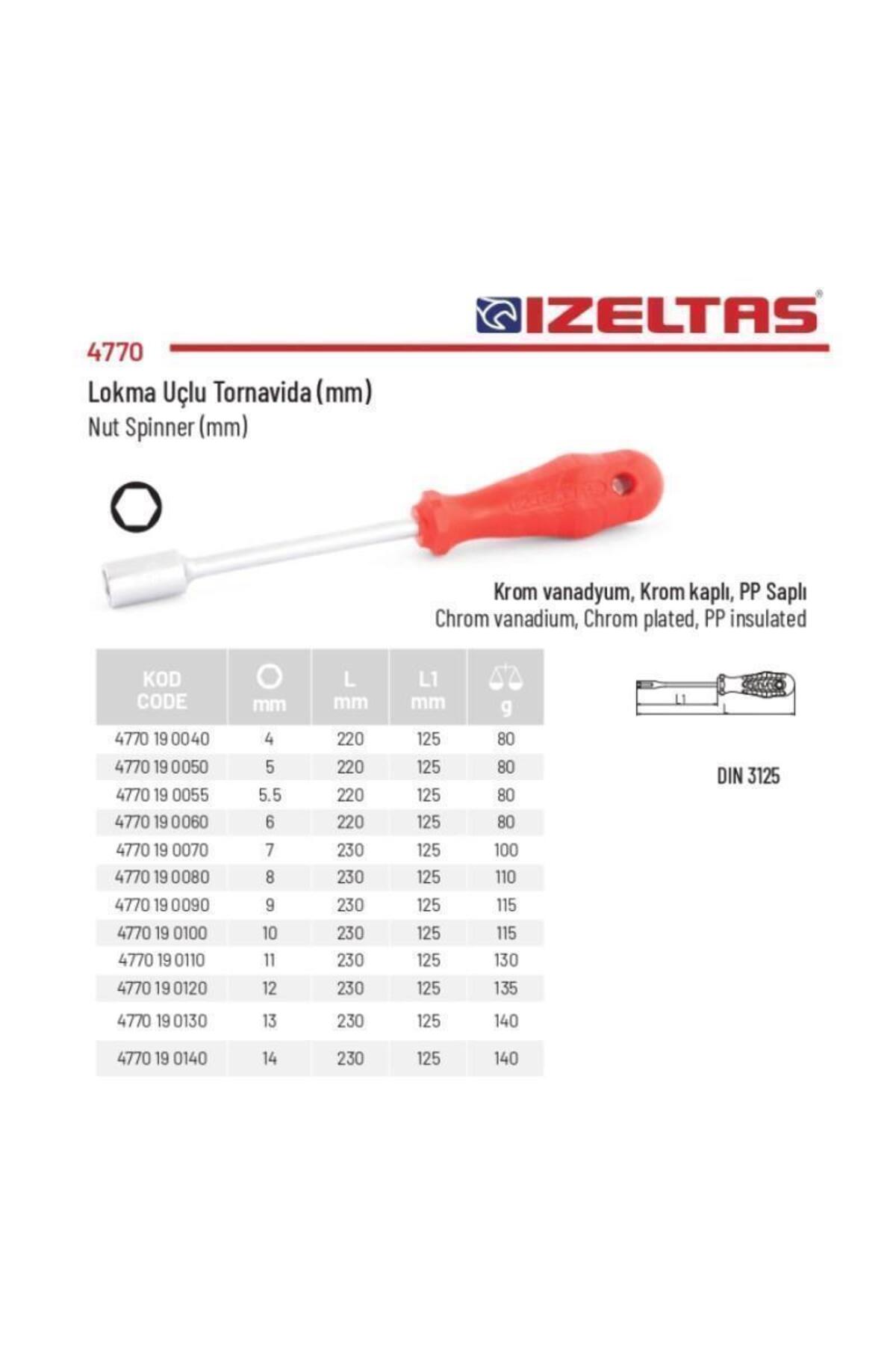 İZELTAŞ 13mm Lokma Uçlu Tornavida 4770 19 0130