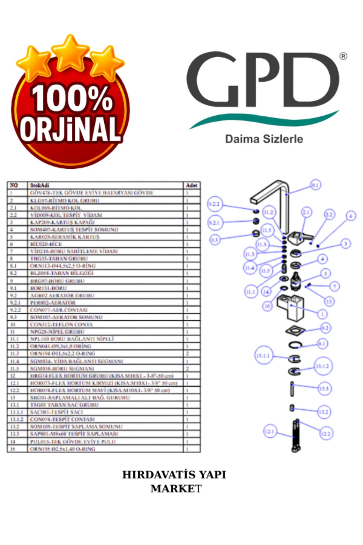 Ritmo MTE85 Tek Gövde Eviye Bataryası
