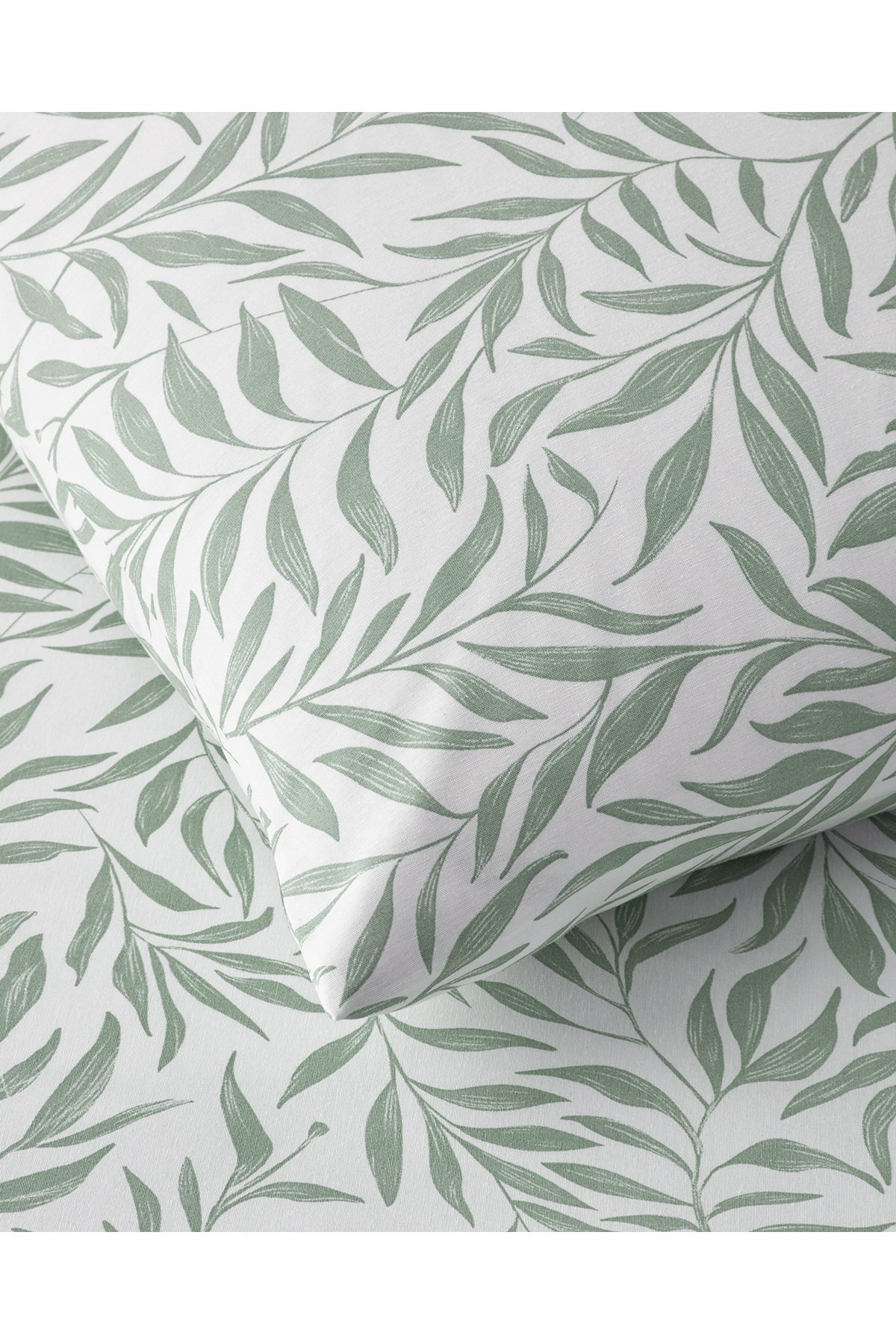 Leaf Dream Kolay Ütülenir Çift Kişilik Nevresim Takımı 200x220 cm Yeşil