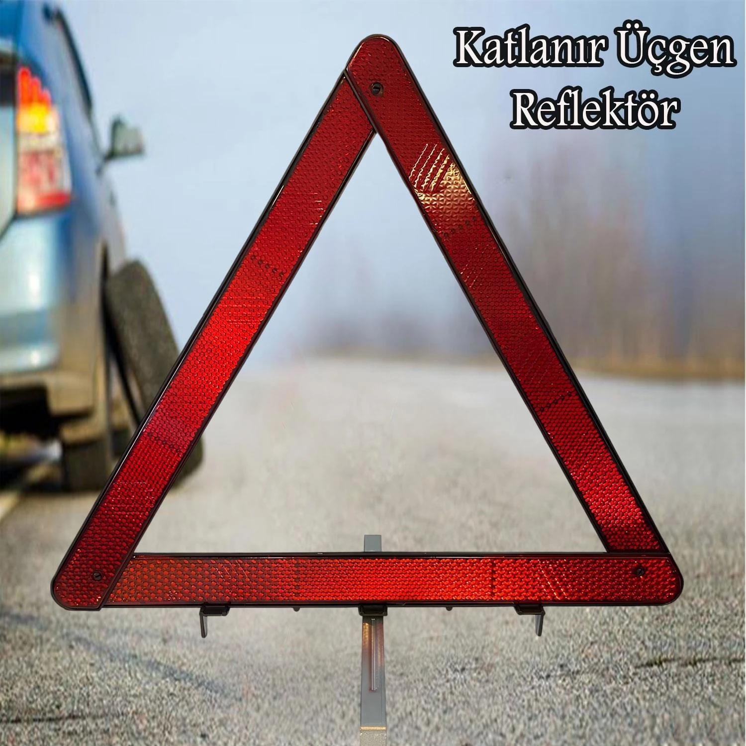 Yol Kaza Arıza Ikaz Reflektörü Katlanır Fosforlu Üçgen Reflektör Lastik Değiştirme Gece Parlayan