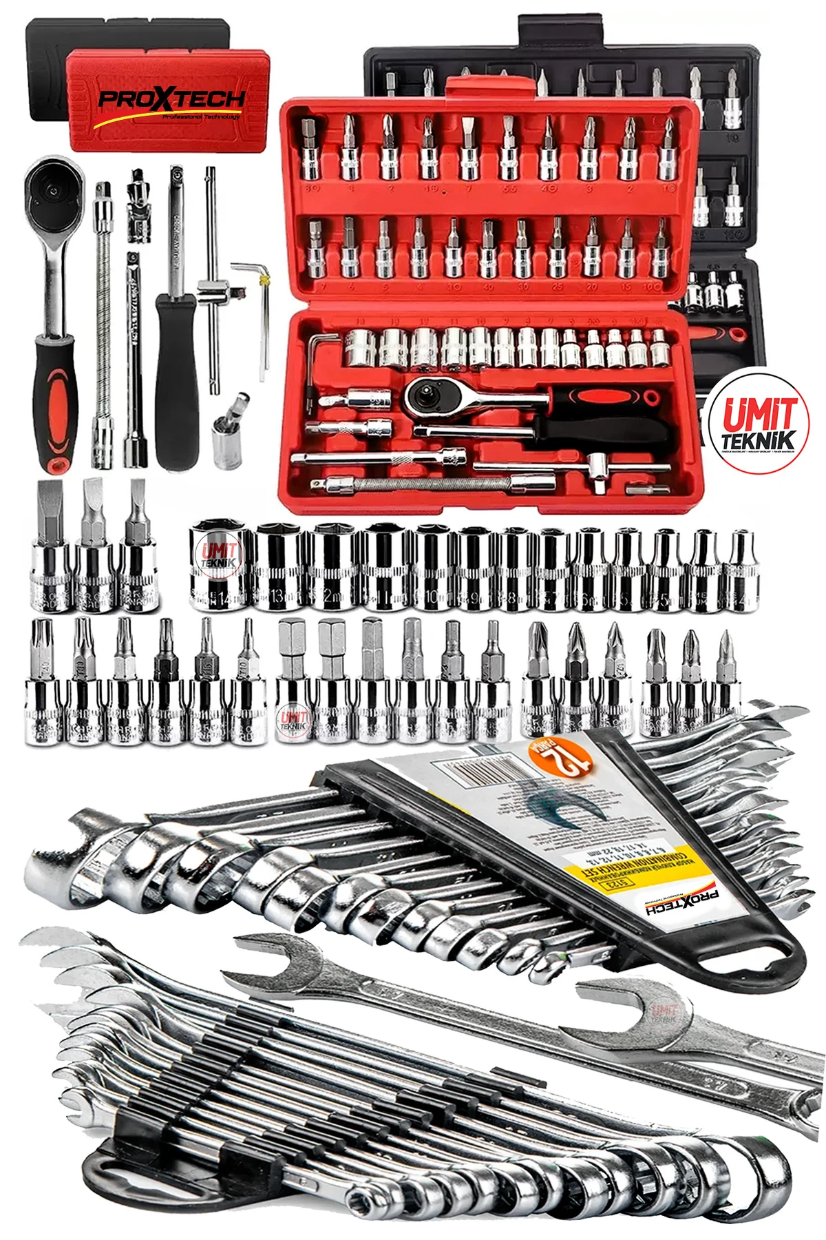 58 Parça 46mini Lokma Takımı Otomatik Cırcırlı 1/4" 12 Parça Kombine Açık Ağız-yıldız Anahtar Takım