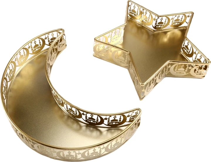 Ramazan Servis Tepsileri Metal Ay Yıldız Şekilli Eid Mubarak Islam Müslüman Yemek Servis Tepsisi (Yurt Dışından)