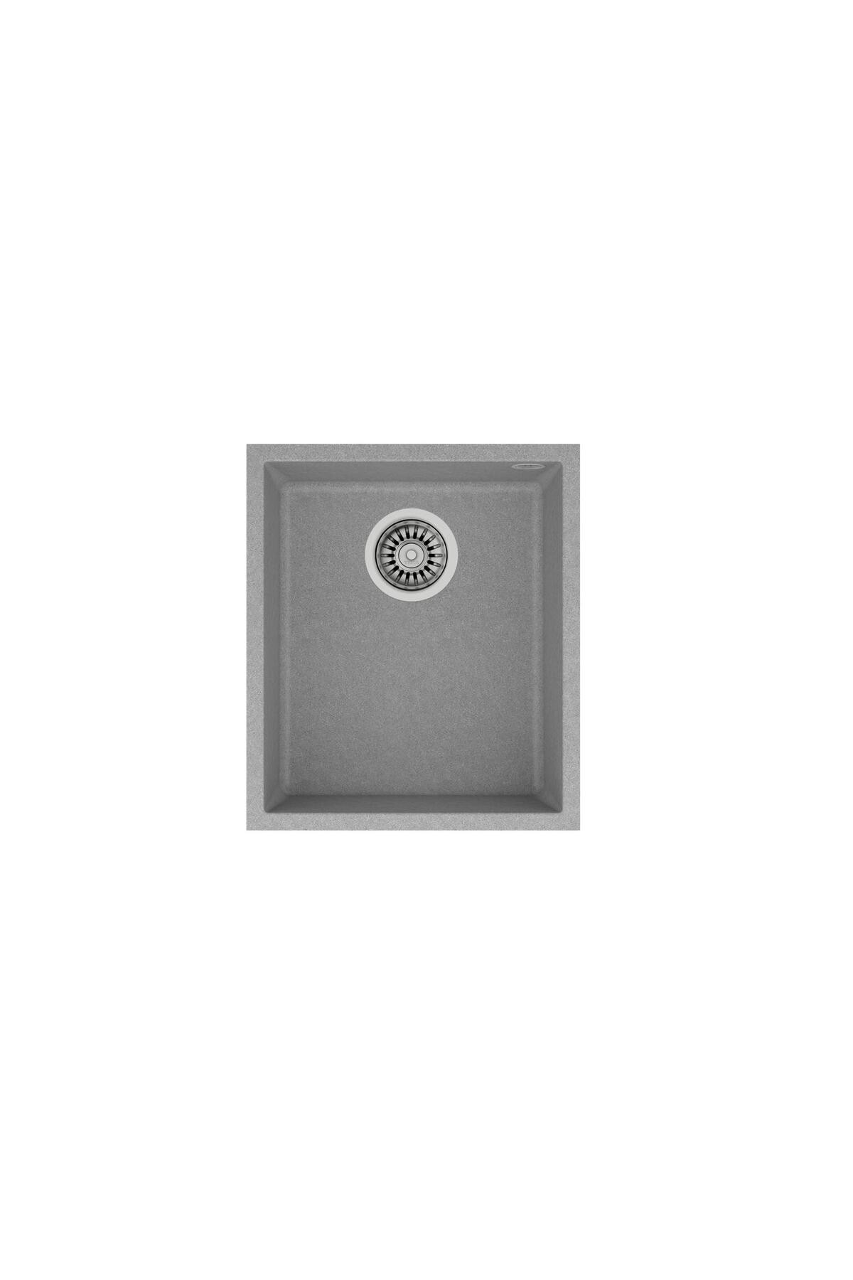 Square 34.40 Tg Stone Grey - Tek Hazneli Tezgahaltı Tegranite Eviye