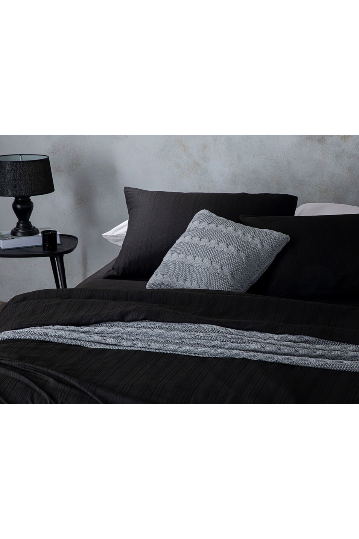 Aurora Silky Touch Çift Kişilik Nevresim Takımı 200x220 Cm Siyah