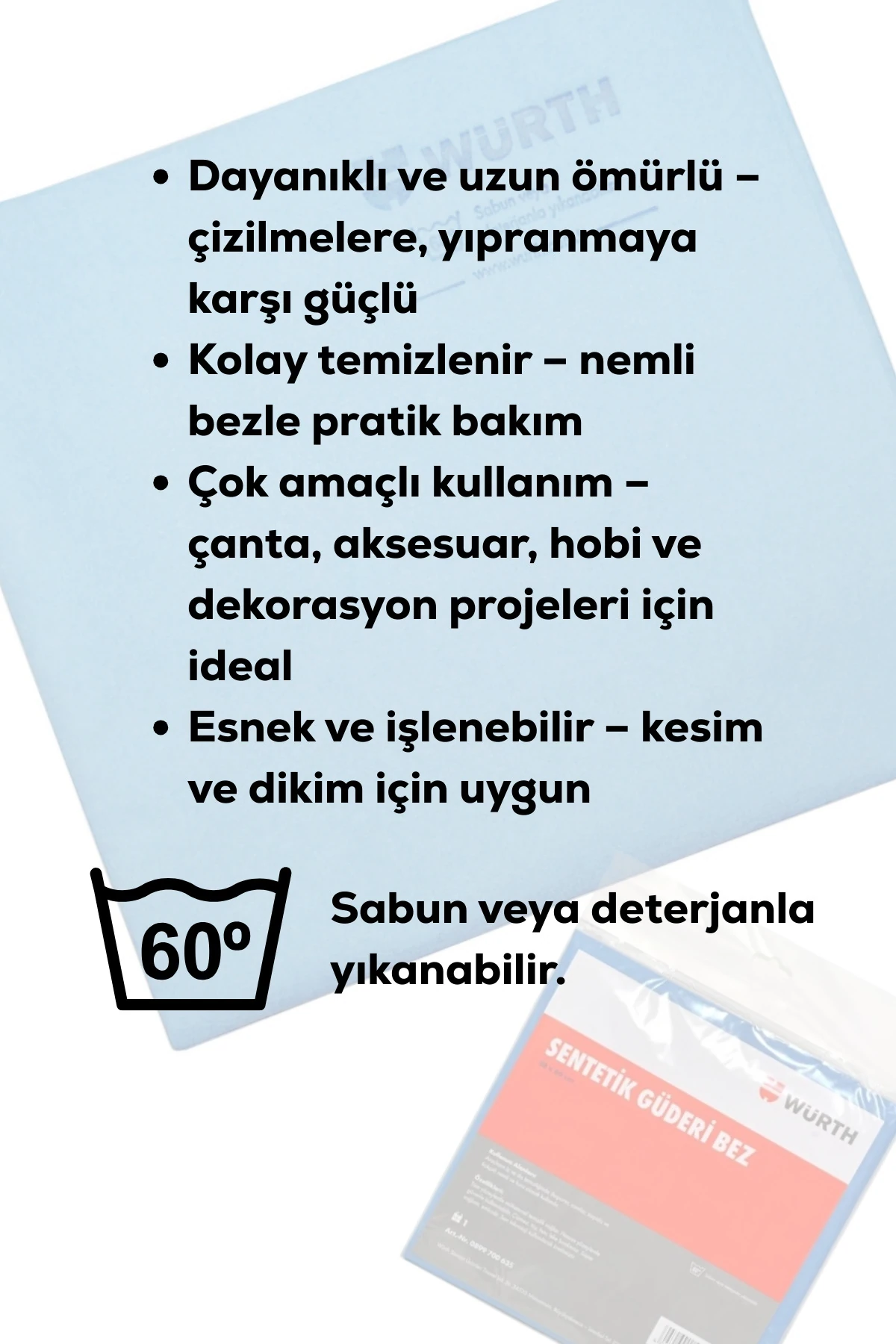 Sentetik Deri Bez Mavi 38x60 cm 130 g | Dayanıklı, Şık ve Çok Amaçlı Kullanım