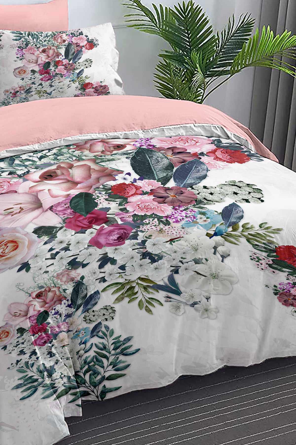 Çift Kişilik Nevresim %100 Pamuk Oeko-tex®Sertifikalı Özel Dokuma Çiçekli Flower Dream