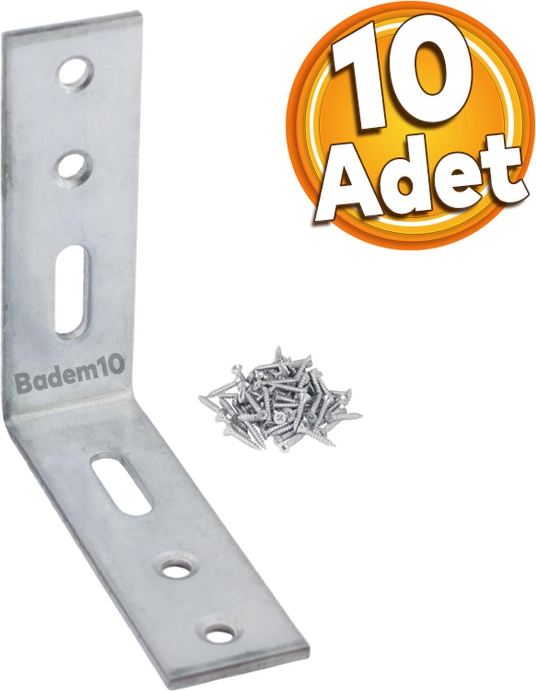 Mobilya Köşe Bağlantı Sabitleme L Demir Deprem Dolap Duvar Birleştirme Gönye 65X65X20 mm (10 Adet)