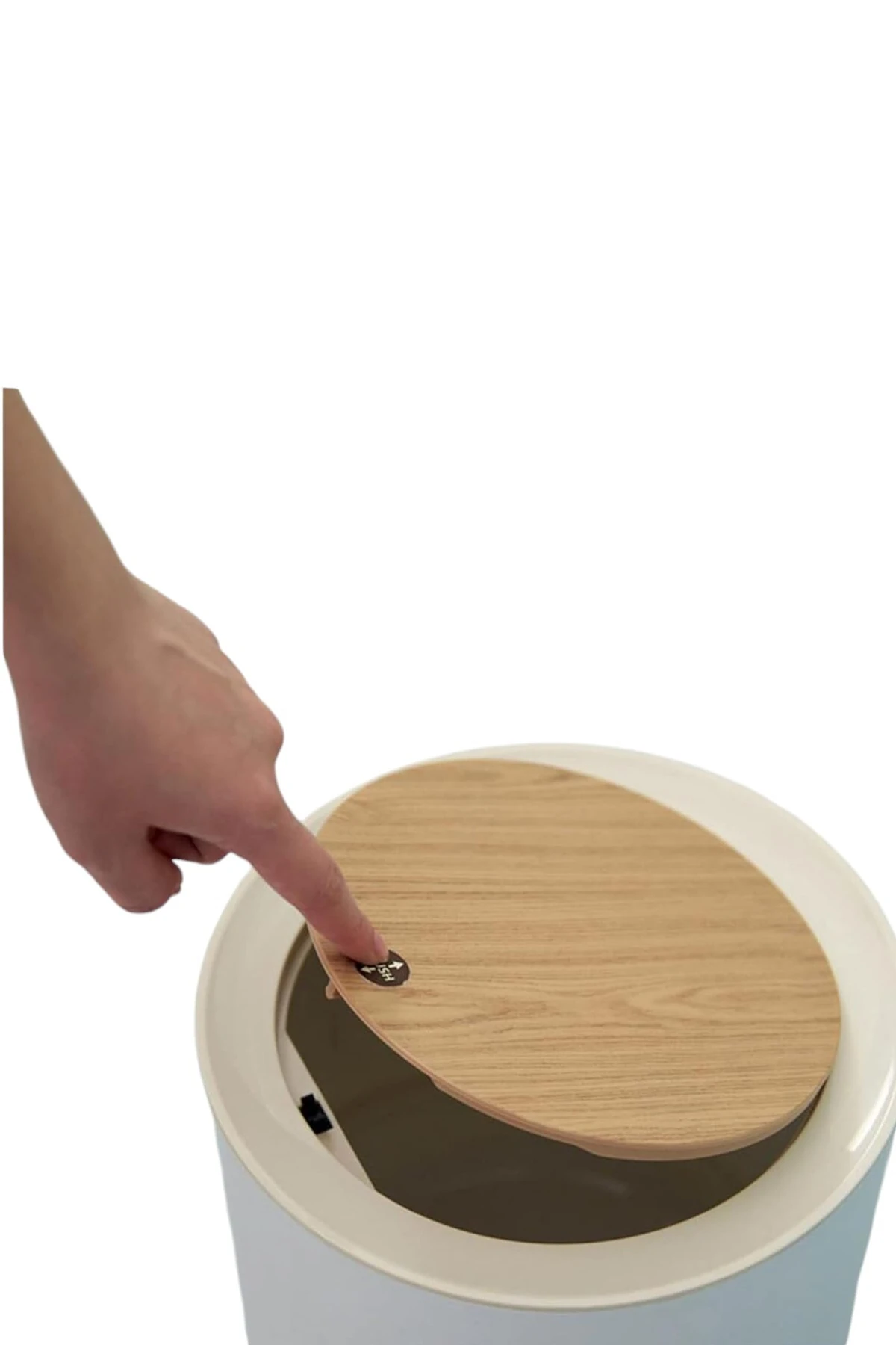 Click Kapaklı Ahşap Desenli Kaydırmaz Tabanlı Büyük Boy Çöp Kovası Shn-1197 Fma010015