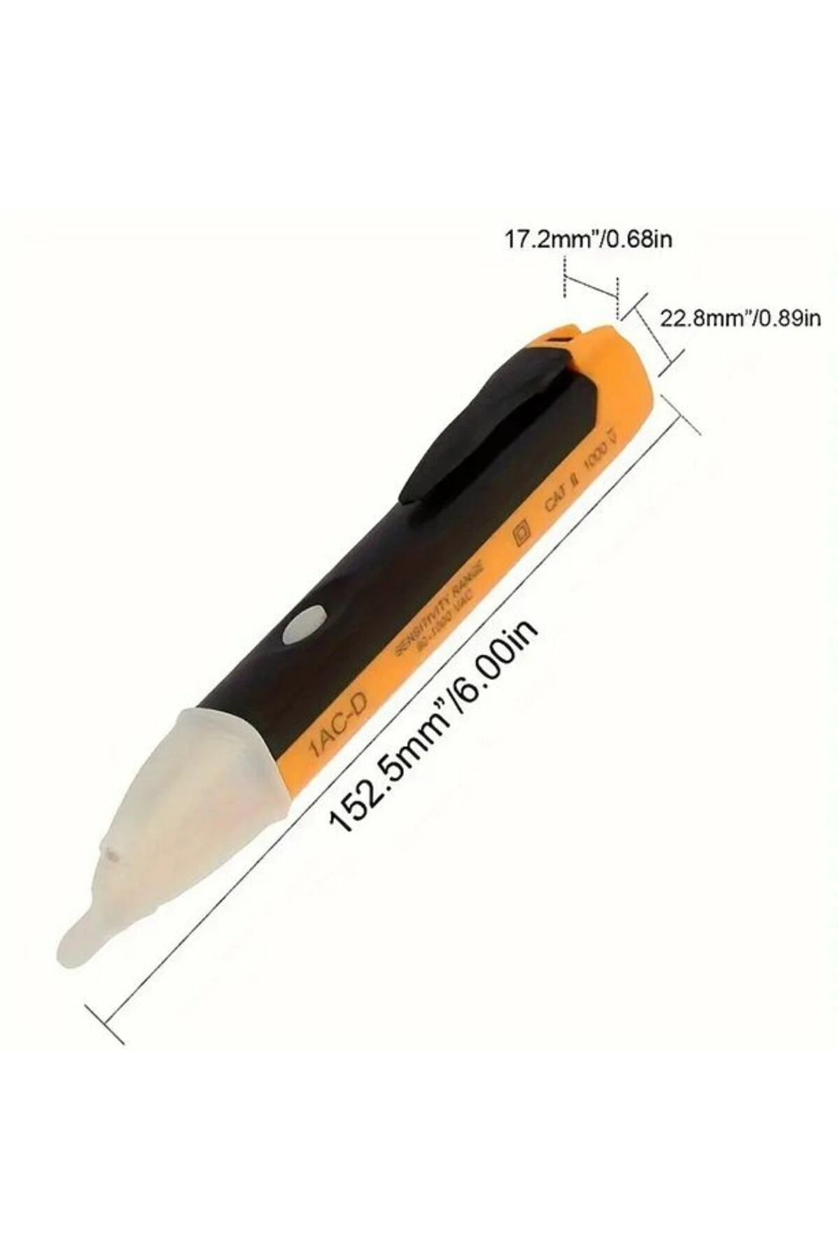 Pilli Led Işıklı, Sesli Temassız Faz Kontrol Kalemi Dijital Ölçüm Cihazı (2 Adet Aaa Pil ) Orta Boy