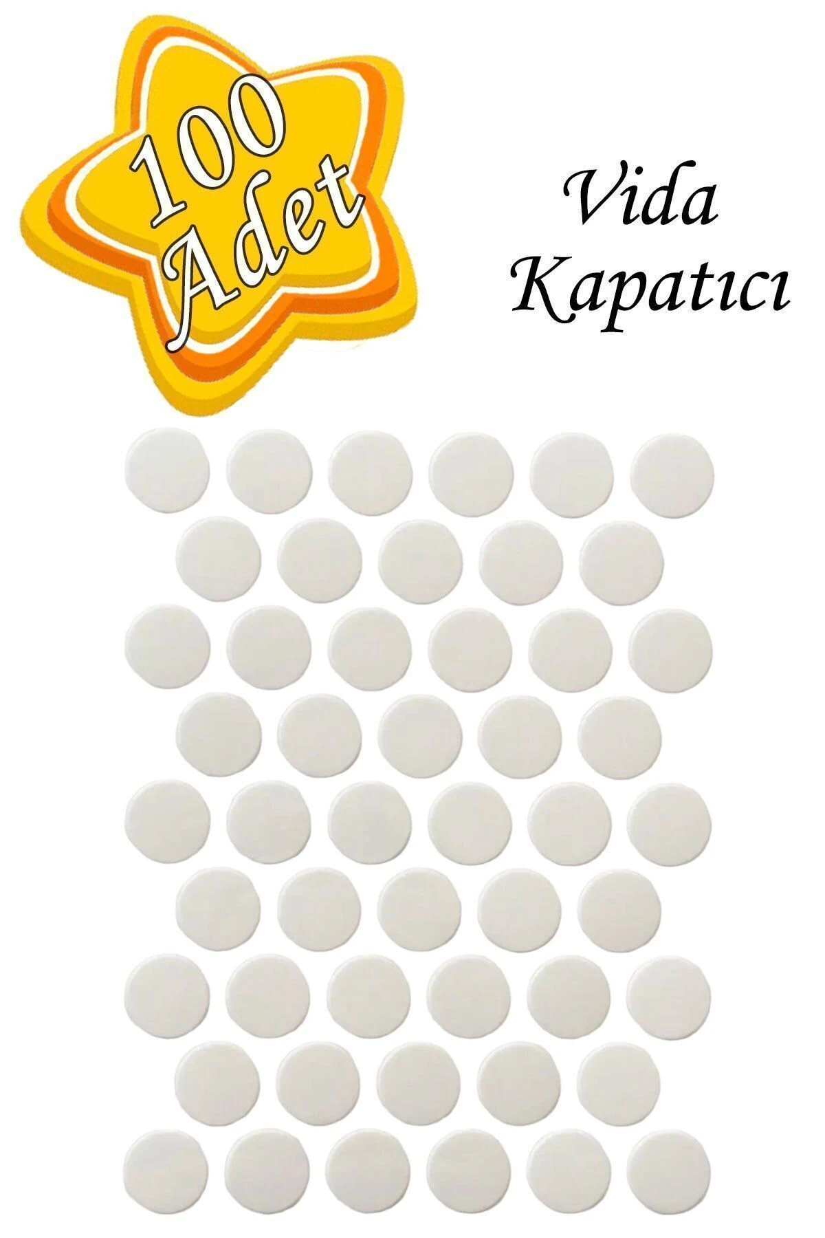 100 ADET Beyaz Vida Kapatıcı Yapışkanlı Vida Tapası Tıpası Kapağı Vida Gizleyici