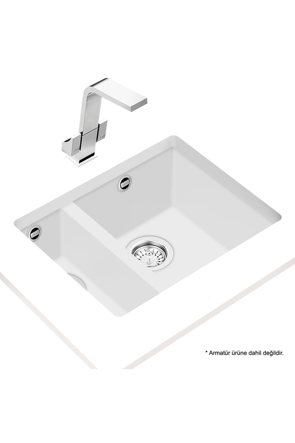 Square 560 Tg Artıc Whıte Granit Evye, Tezgahaltı