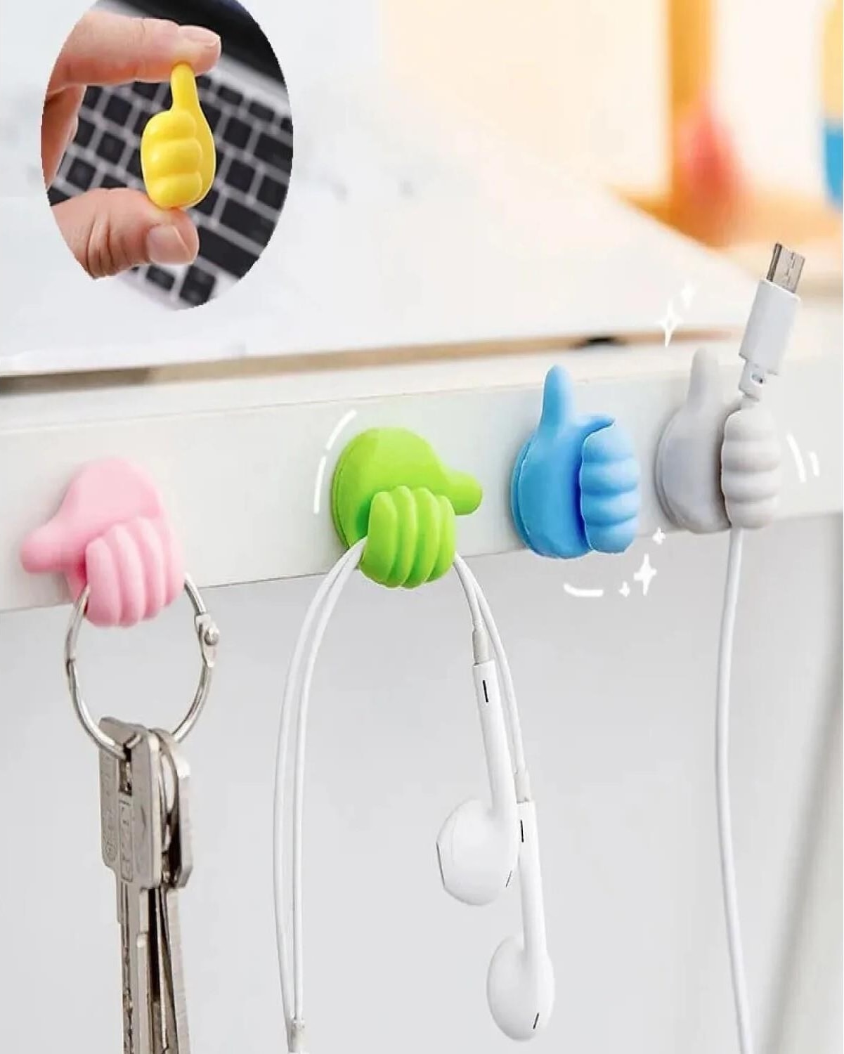 Yapışkanlı Mini Askılık ve Kablo Tutucu 10 Lu Gkh