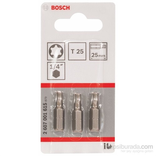 BOSCH - 3'Lü Paket - Ekstra Sert Seri Vidalama Ucu - T25, 25 Mm