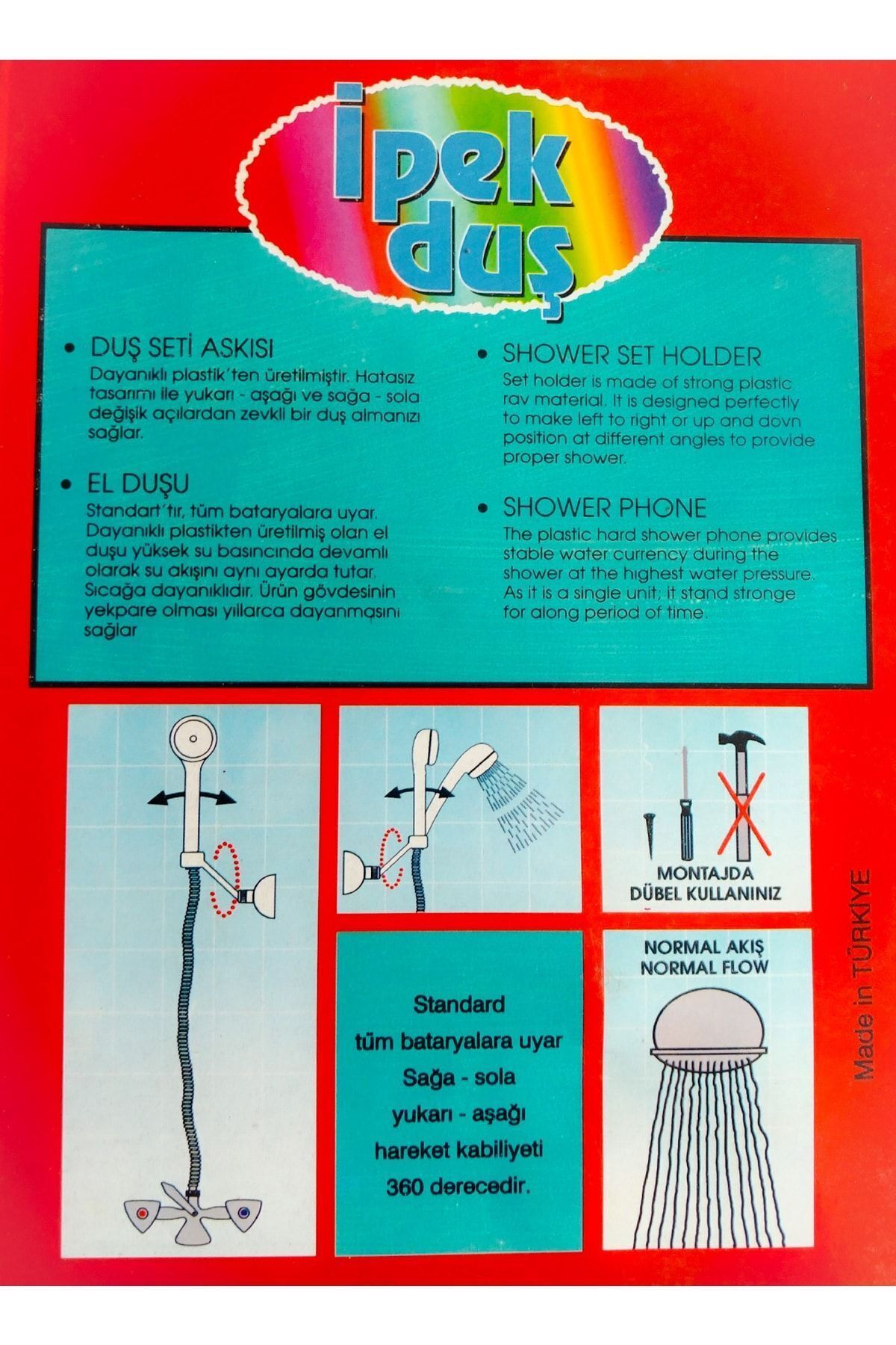 Ipek Duş Plastik Duş Seti Beyaz Duş Başlığı Ve Hortumu Set Şofben Duş Seti