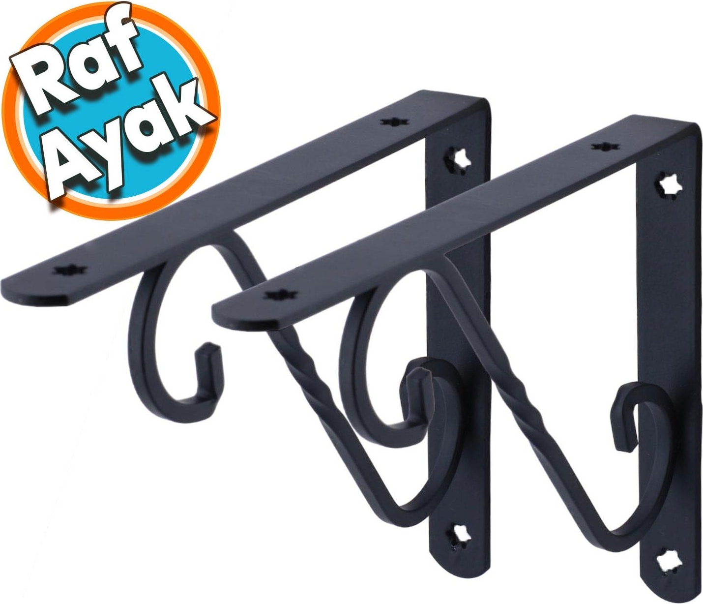 Raf Altı Raf Tutucu Ayak Ferforje Siyah 145 x 195 mm 2 Adet