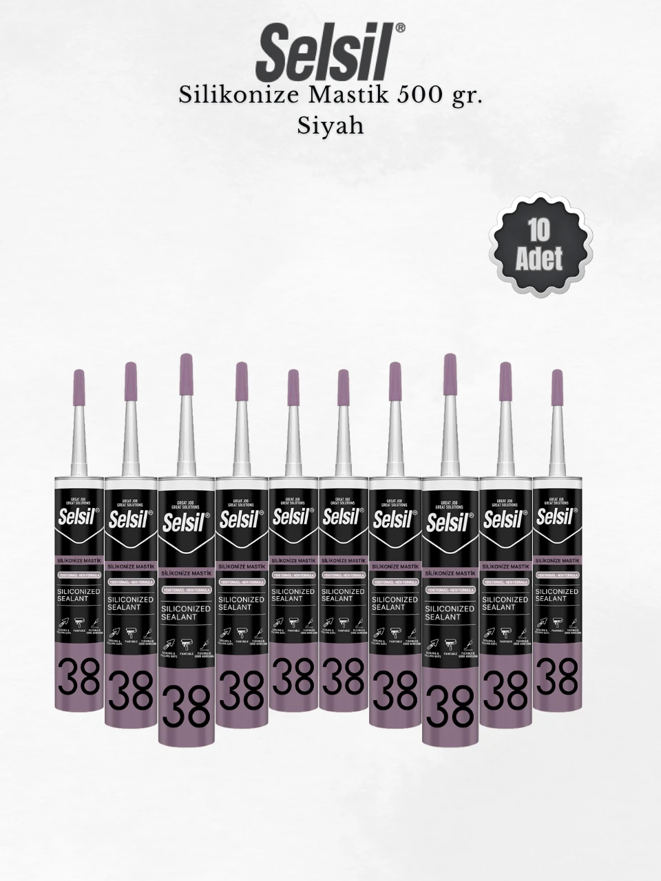 Silikonize Siyah Mastik 500 Gr. 10 Adet