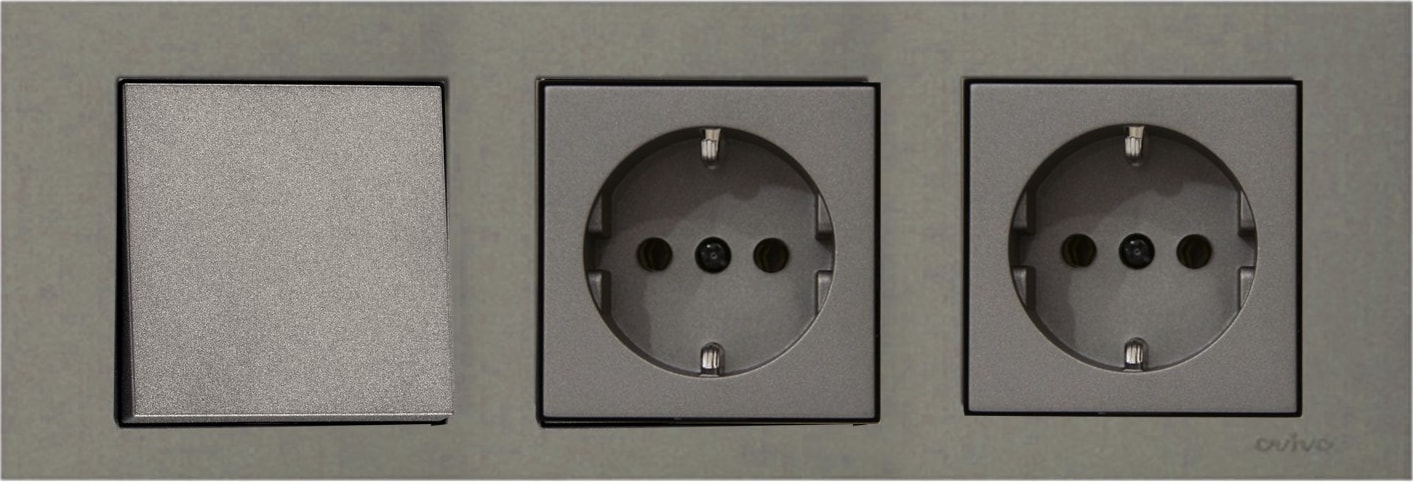 Grano Antrasit 3'lü Set Anahtar, Topraklı Priz ve Topraklı Priz Set