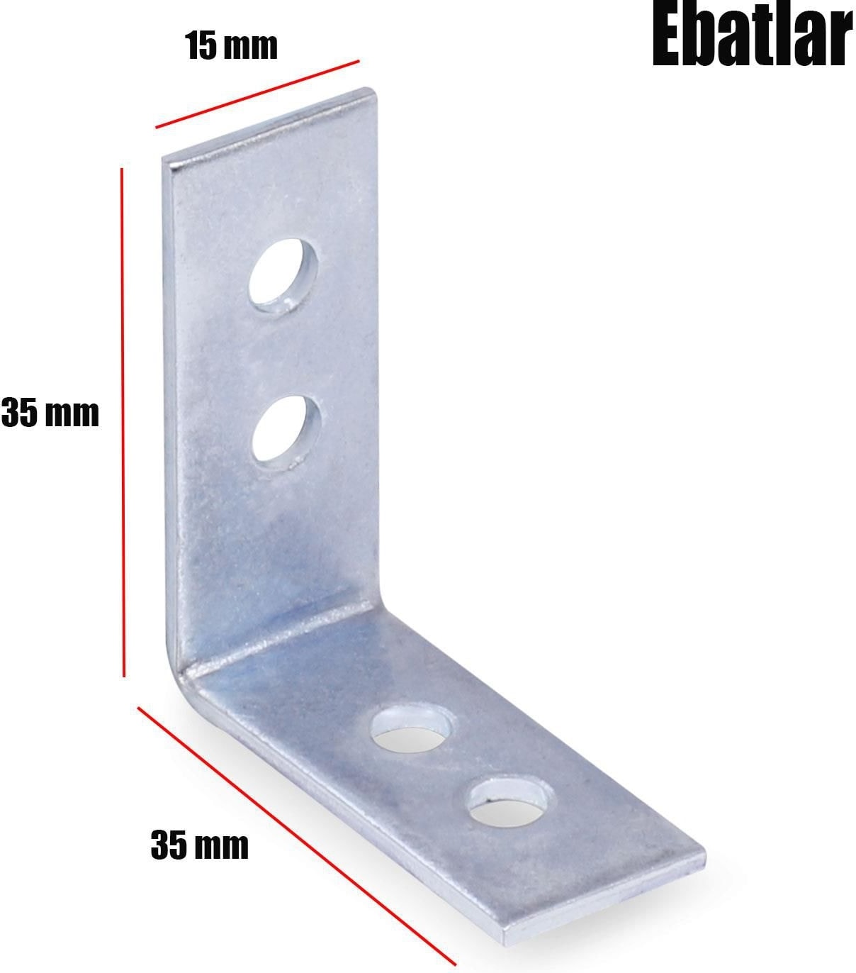 Mobilya Dolap Köşe Bağlantı L Demir Gönye 35 x 35 x 15 mm 10'lü