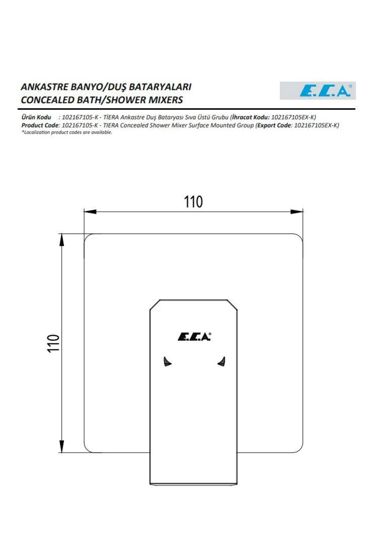 Tiera Ankastre Duş Bataryası Sıva Üstü Grubu 102167105-K