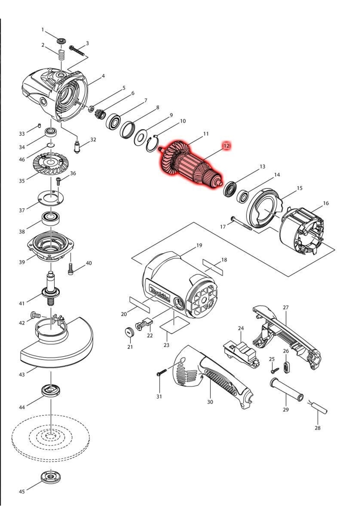 Makita Mga700 Endüvi Rotor Kollektör Ürün Kodu 516948-1
