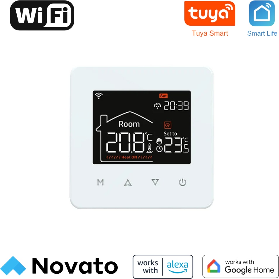 Wifi Kablolu Akıllı Oda Termostatı ( Tuya - Smart Life Uyumlu) Beyaz Renk