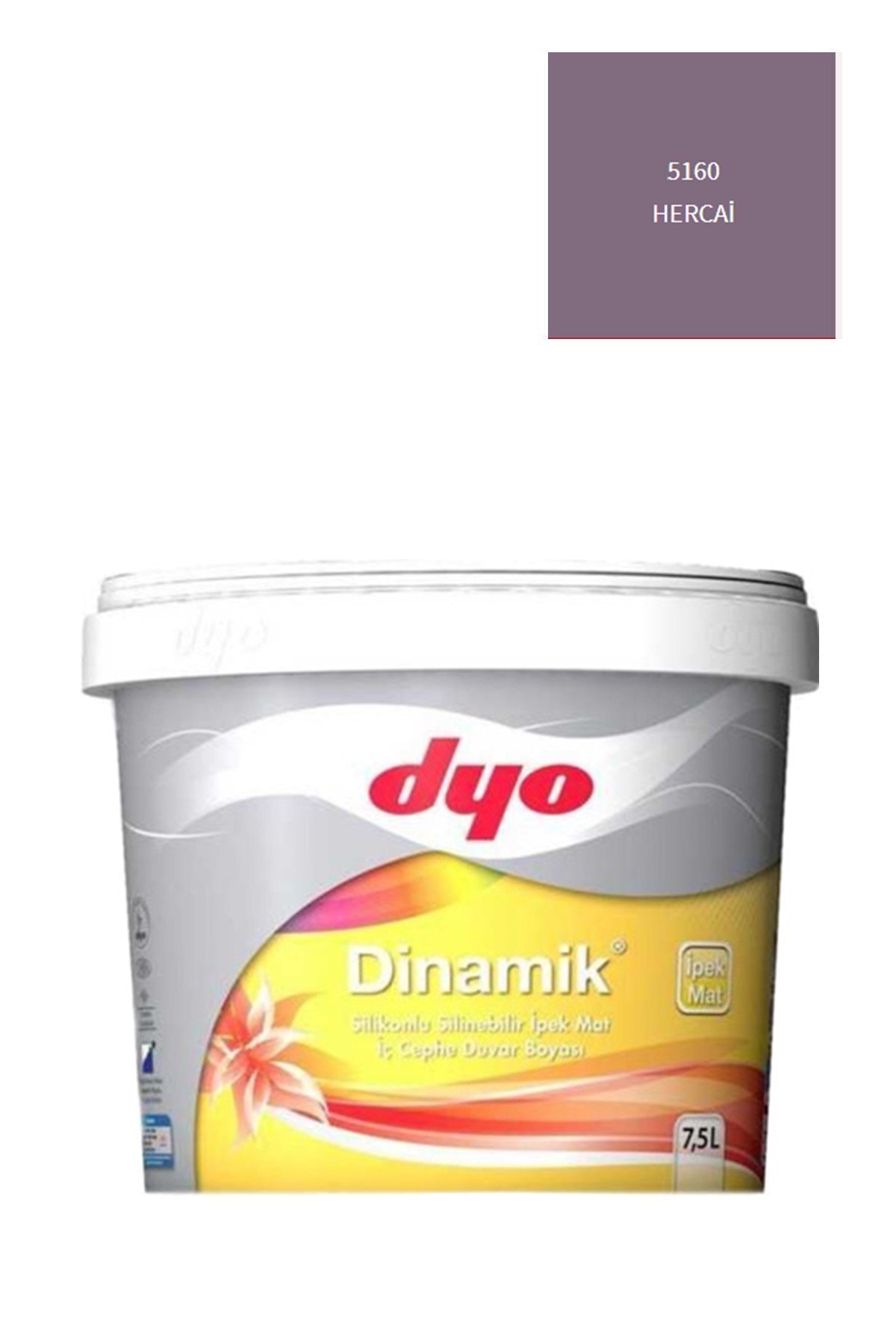 DYO Dinamik Silikonlu Silinebilir Ipek Mat Iç Cephe Duvar Boyası 5160 Hercai 7,5 Lt