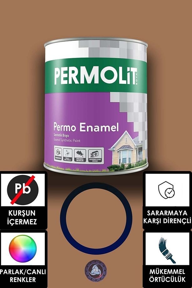 Permo Enamel Sentetik Yağlı Boya -alüminyum-ahşap-demir-metal- 0,75 L Sütlü Kahve