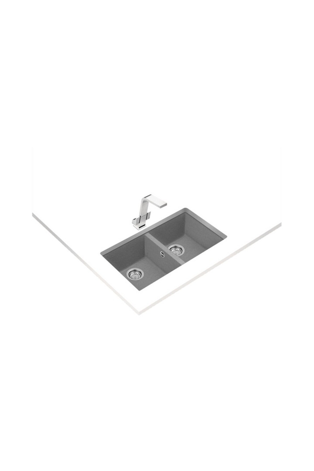 Square 760 Tezgah Altı Stone Gri Granit Evye