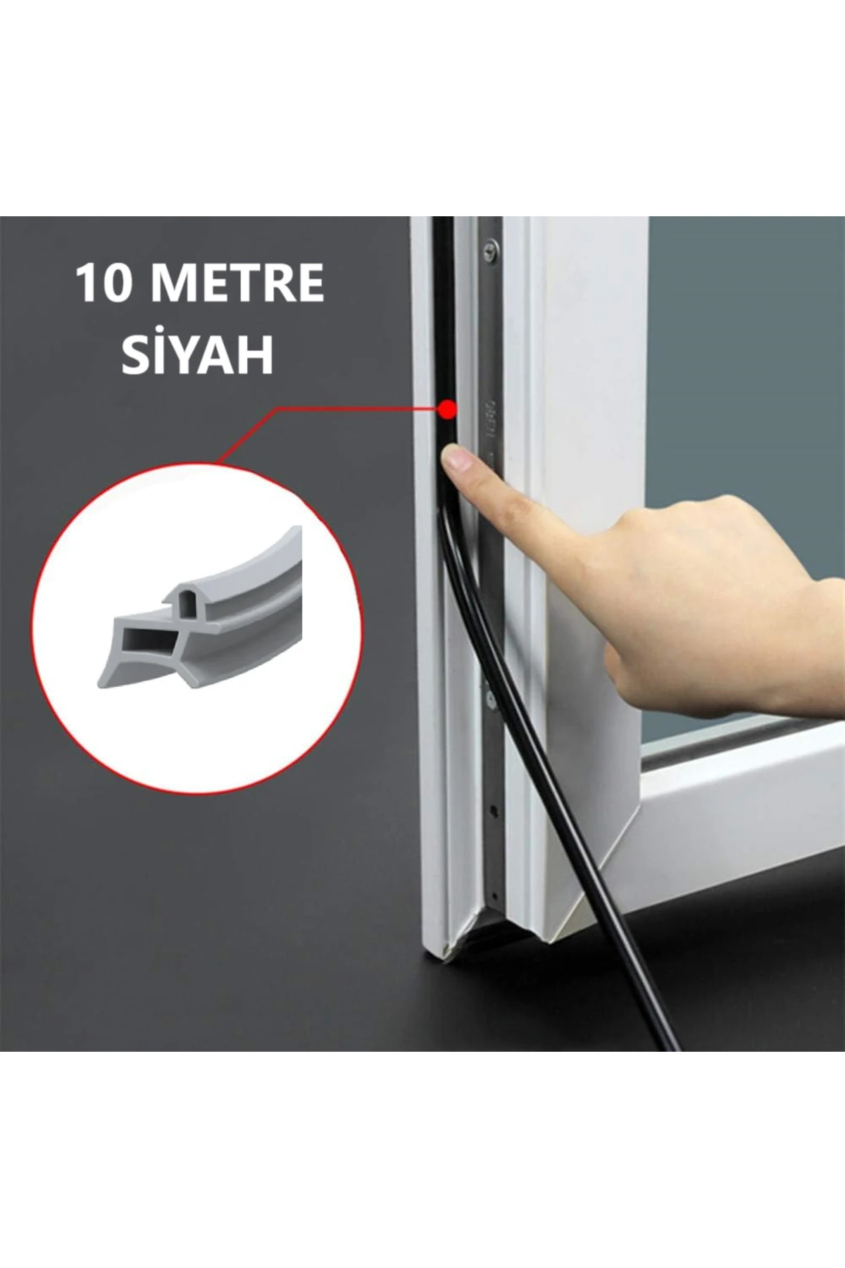 Pimapen Kapı Pencere Contası Pvc Doğrama Fitili 10 Metre Siyah