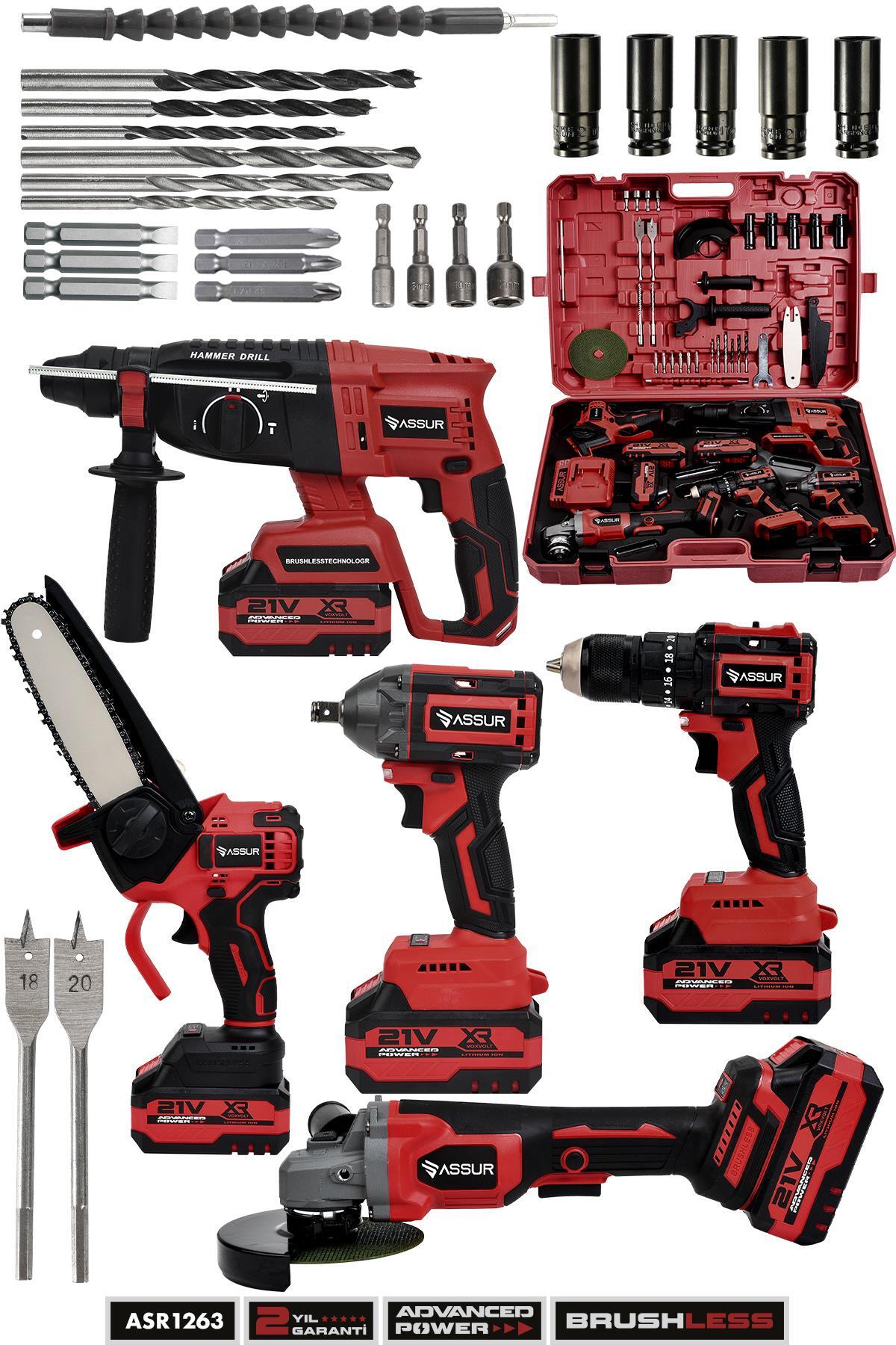 21V 5'li Set Kırıcı Delici Hilti - Somun Sıkma Sökme - Testere - Taşlama - Akülü Vidalama