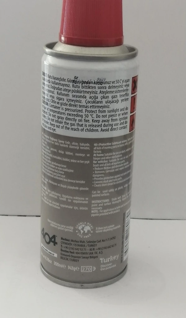 Koruyucu Yağlayıcı Sprey 200 ml 40+