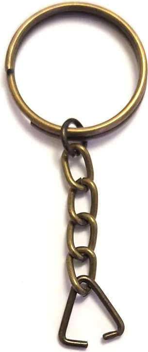 Anahtarlık Halkası, Halka + Zincir + Üçgen, 24MM, Antik, 1000 Adet