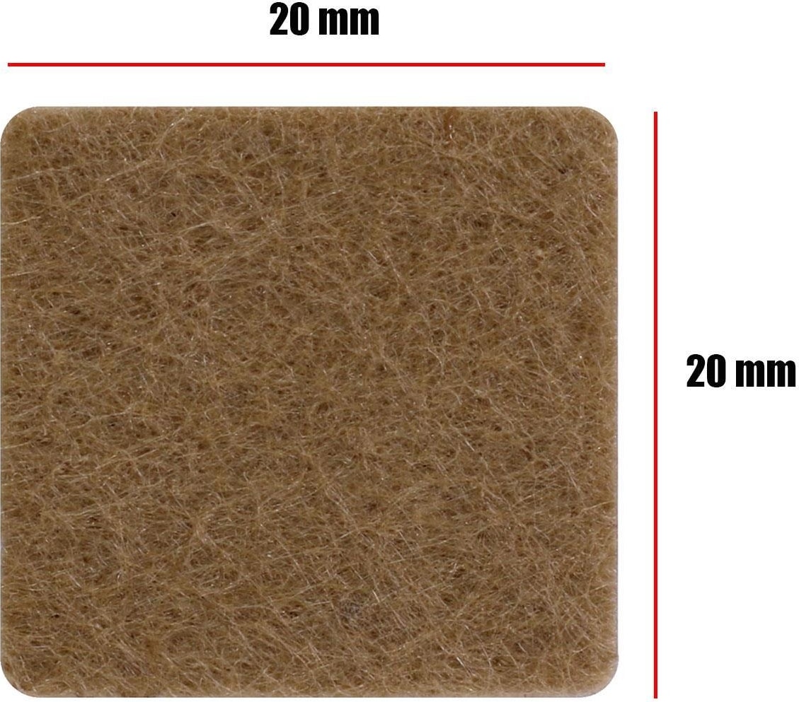(50'li Paket) Masa Sandalye Parke Zemin Koruyucu Keçe Yapışkanlı Kare 20X20 mm