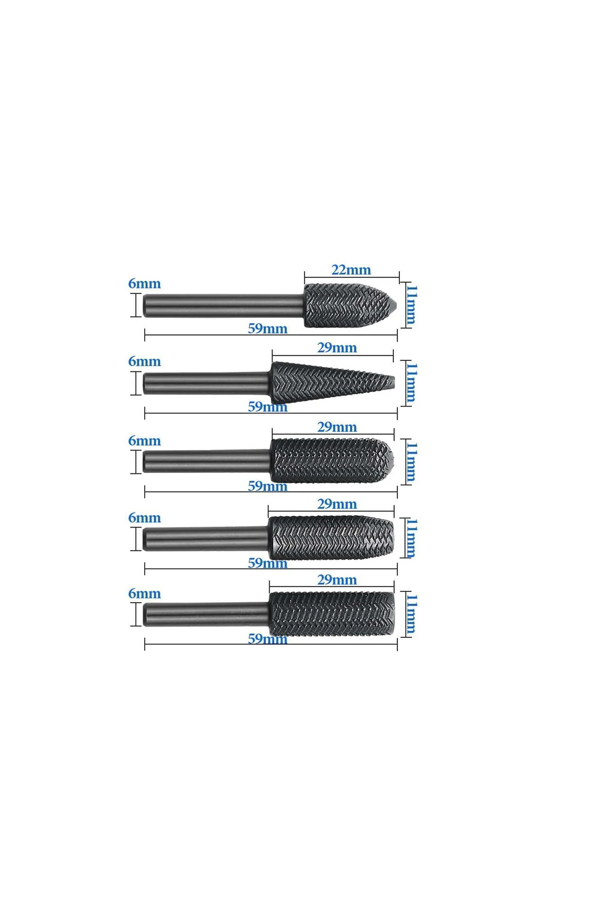 Freze Uç Törpü 5 Parça Uç Kalıpçı Taşlama Seti Metal Demir Oyma Zımparalama Ucu Matkap Uyumlu