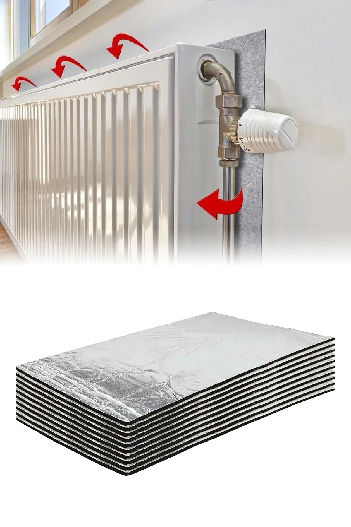 Kalorifer Petek Arkası Isı Yalıtım Levhası Radyatör Arkalığı Izolasyon Plakası Metalize Yansıtıcı