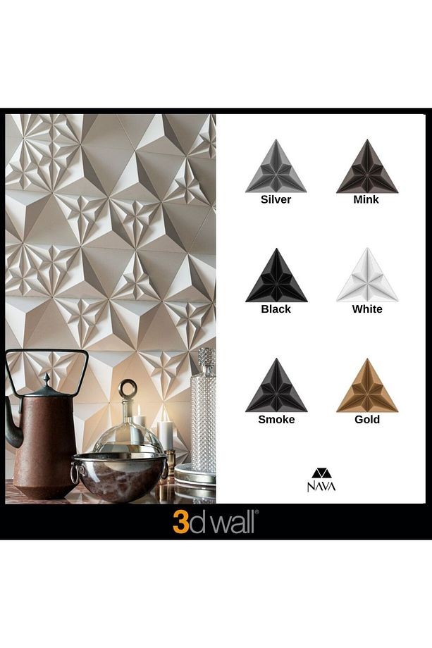 Nava 3 Boyutlu Dekoratif Duvar Paneli (-GÜMÜŞ-) (1M2)