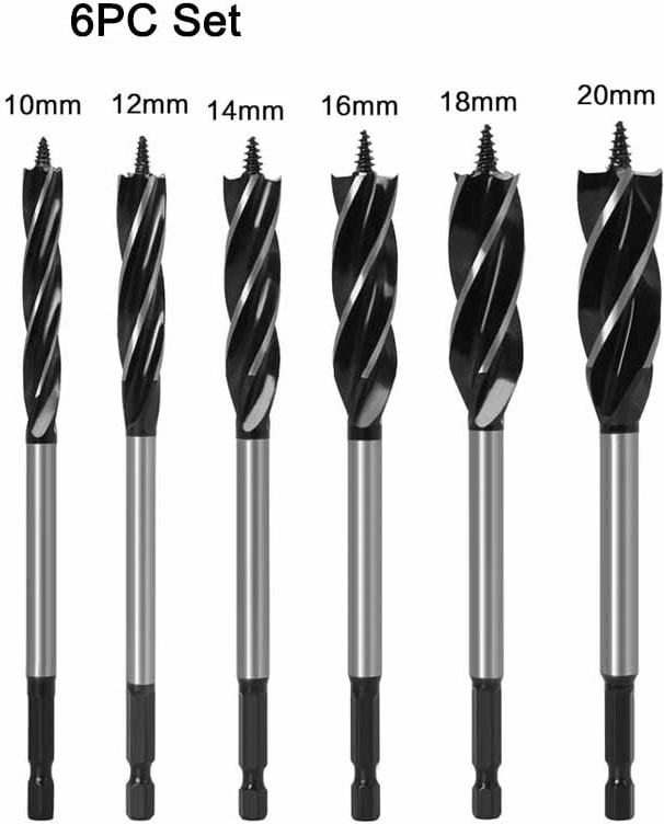 12MM 12-35MM Ağaç Işleme Büküm Matkap Ucu Seti Uzun Dört Yuvalı 6.35MM Shank Karbür Matkap Ucu Delik Testere Kapı Kilidi Ahşap Planya Araçları (Yurt Dışından)