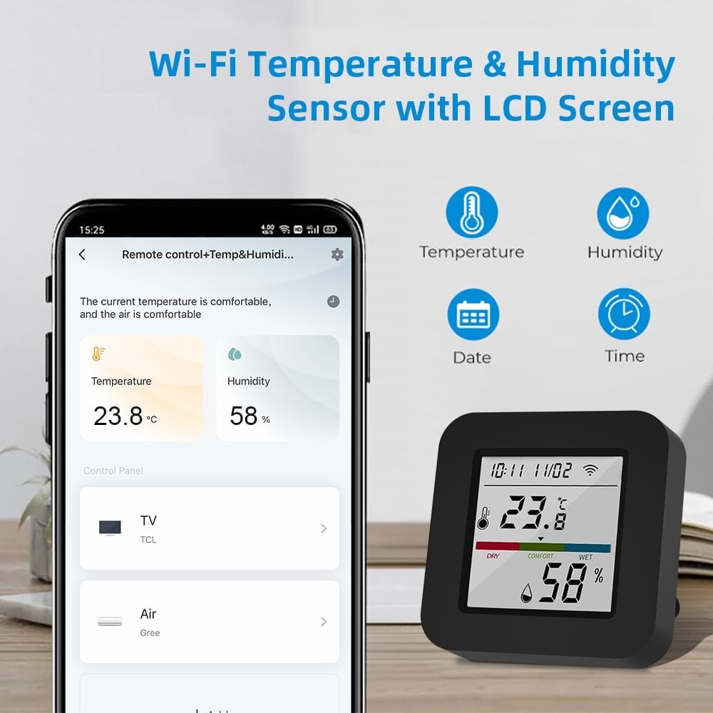 Tuya Destekli Wifi Sıcaklık Ve Nem Sensörlü Akıllı Kumanda