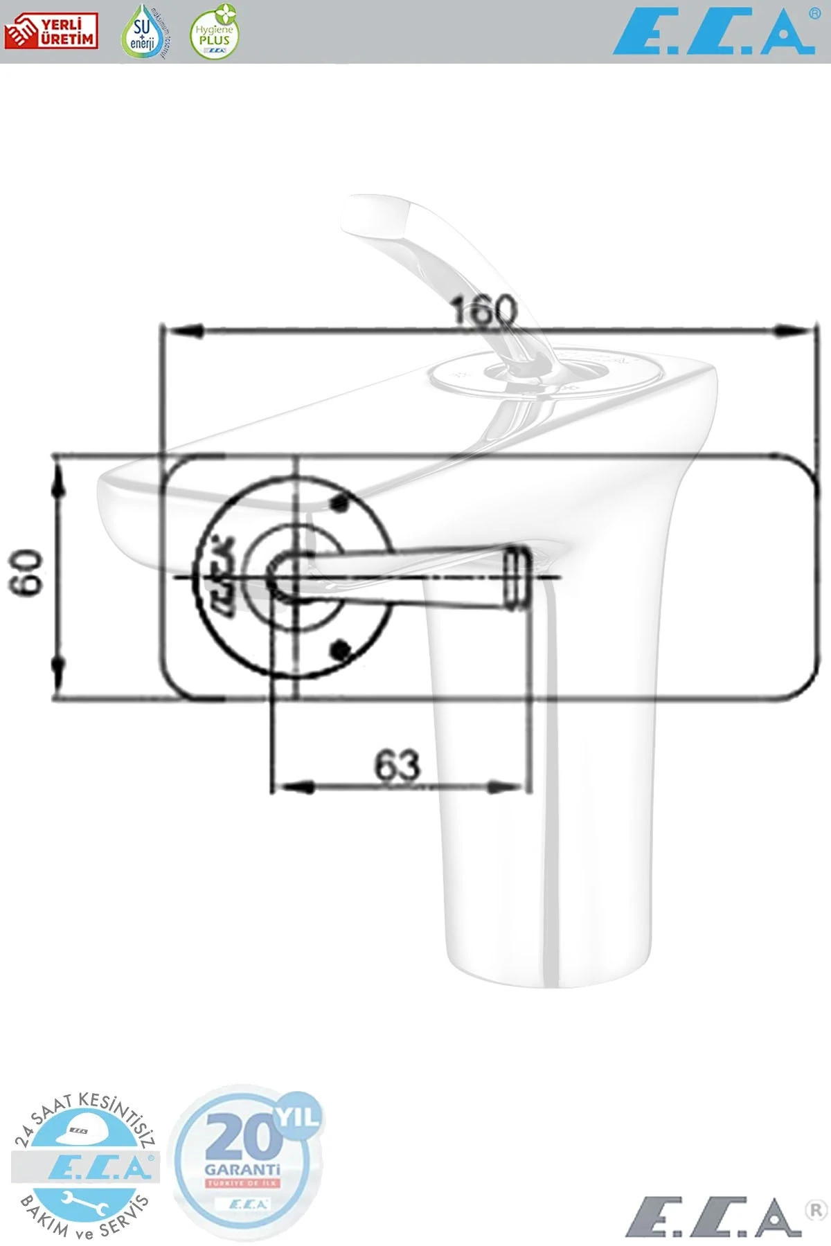 E.c.a Novita Banyo Lavabo Bataryası 20 Yıl Garantili Banyo Bataryası 102108925h