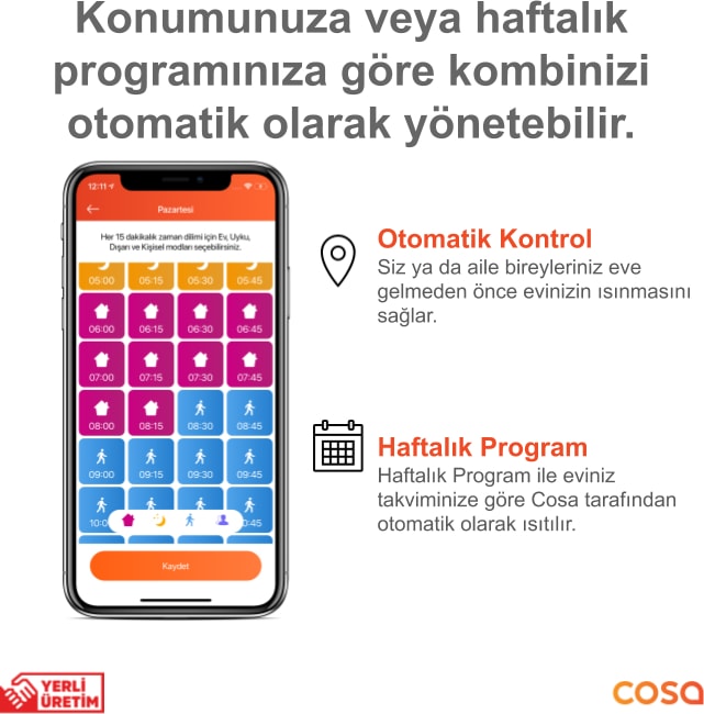 Akıllı Oda Termostatı Kablosuz Kombi Kontrolü P4TR-21