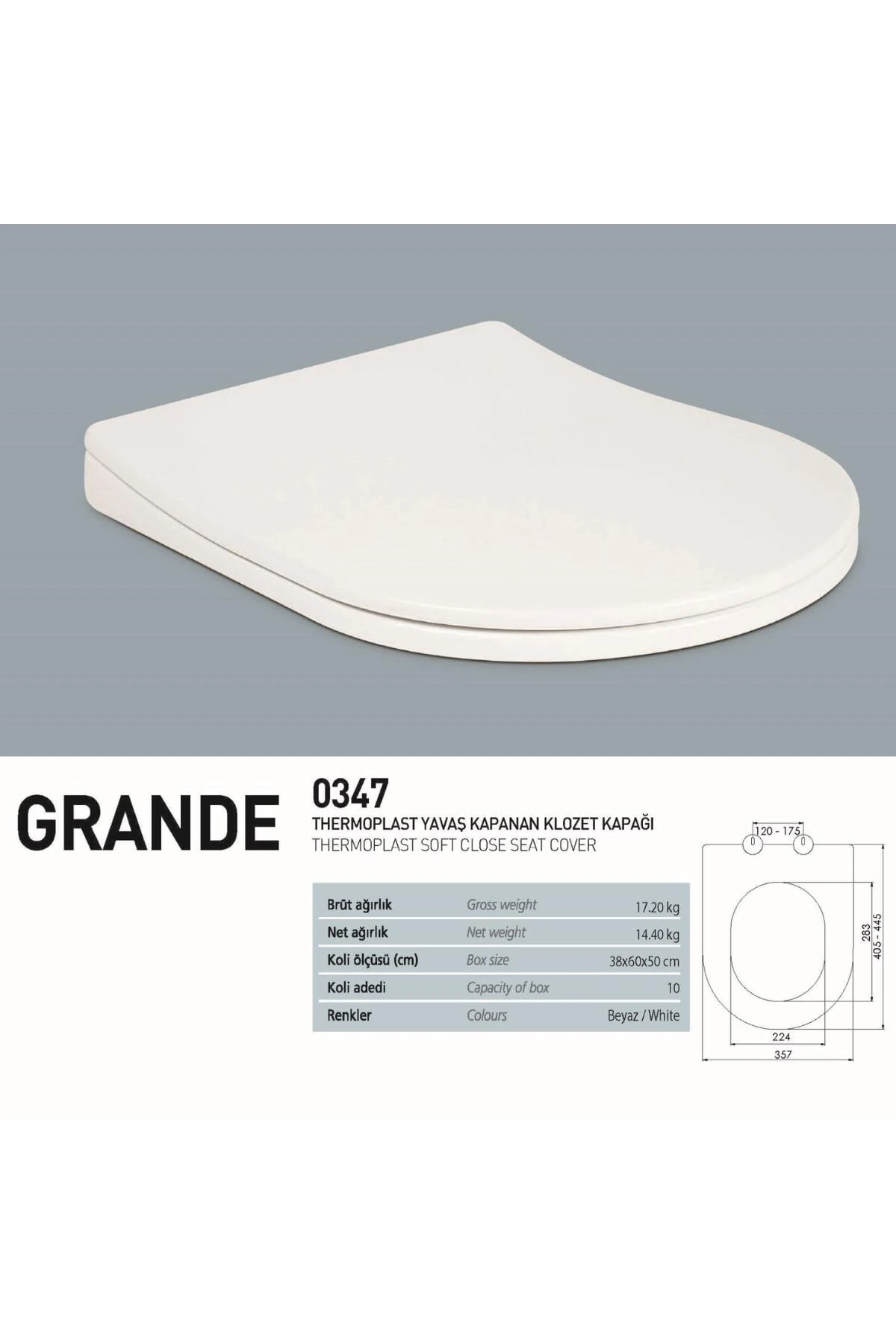 Rondo Rita Beyaz Kanalsız Açık Montaj Asma Klozet RND5516, Nkp Grande Yavaş Kapak