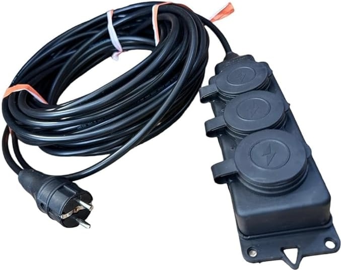 3'lü Grup Priz 3x2.5mm Cca Ttr Siyah Renk Topraklı Kauçuk Seyyar Elektrik Kablosu