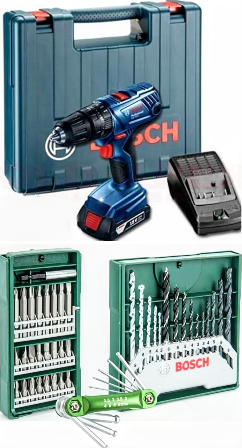 BOSCH Gsb 180'li Tek Bataryalı Darbeli Matkap 41 Parça Uç ve Allen Takımı