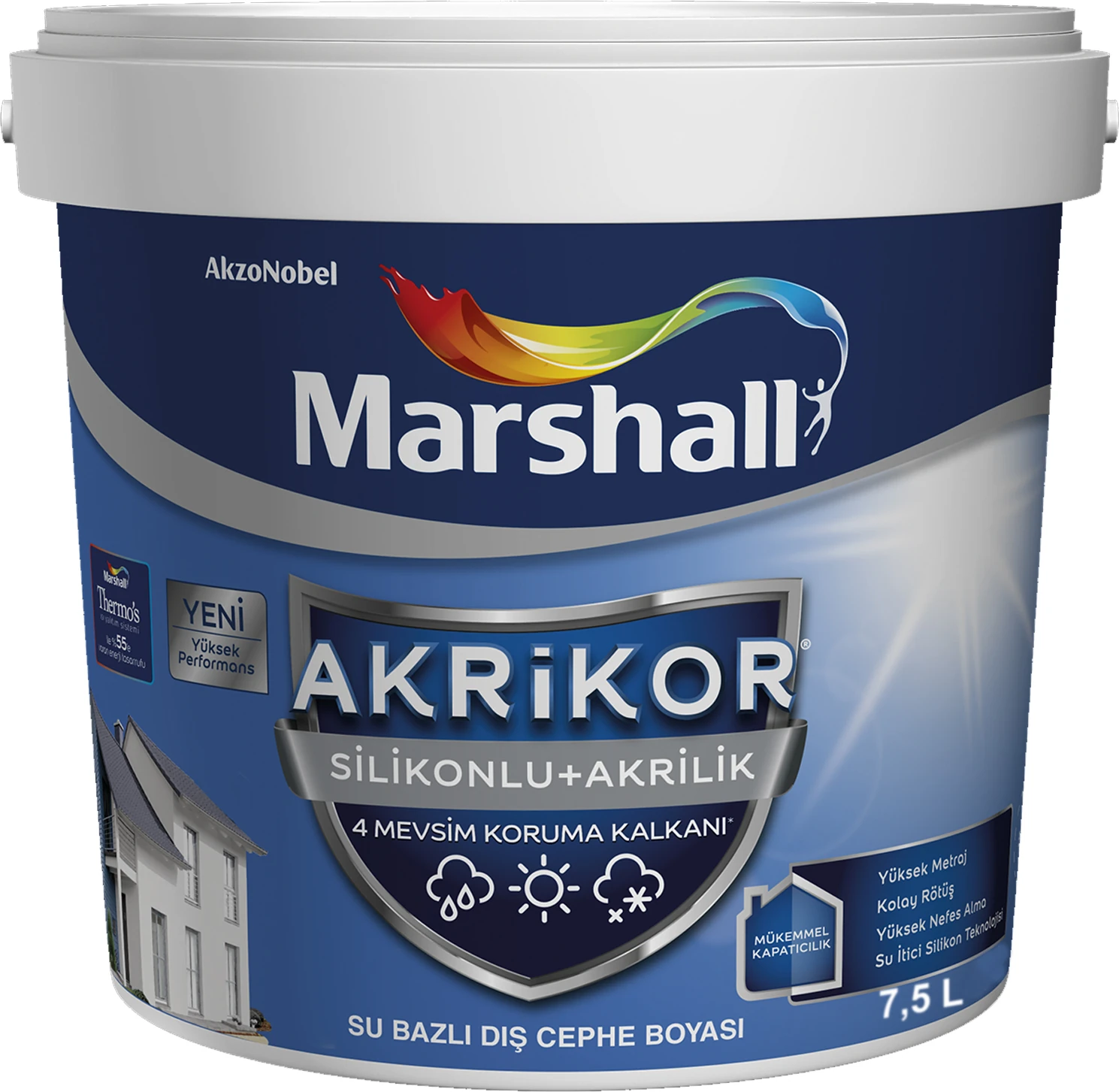 Akrikor Silikonlu + Akrilik Boya Nazar Boncuğu 7,5 Lt (10 Kg)
