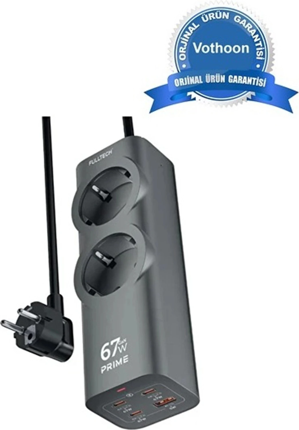 67W Hızlı Şarjlı Akıllı Çoklu Priz – 2000W Güç, 2 Usb-C + 2 Usb-A Çıkışlı, Telefon &