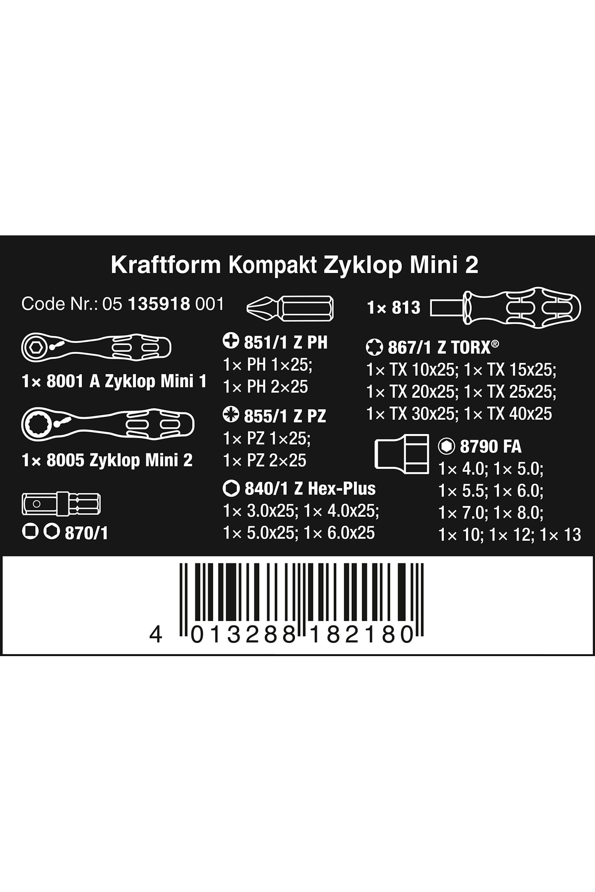 WERA K. Kompakt Zyklop 2 Li Mini Cırcırlı Çantalı Set 05135918001