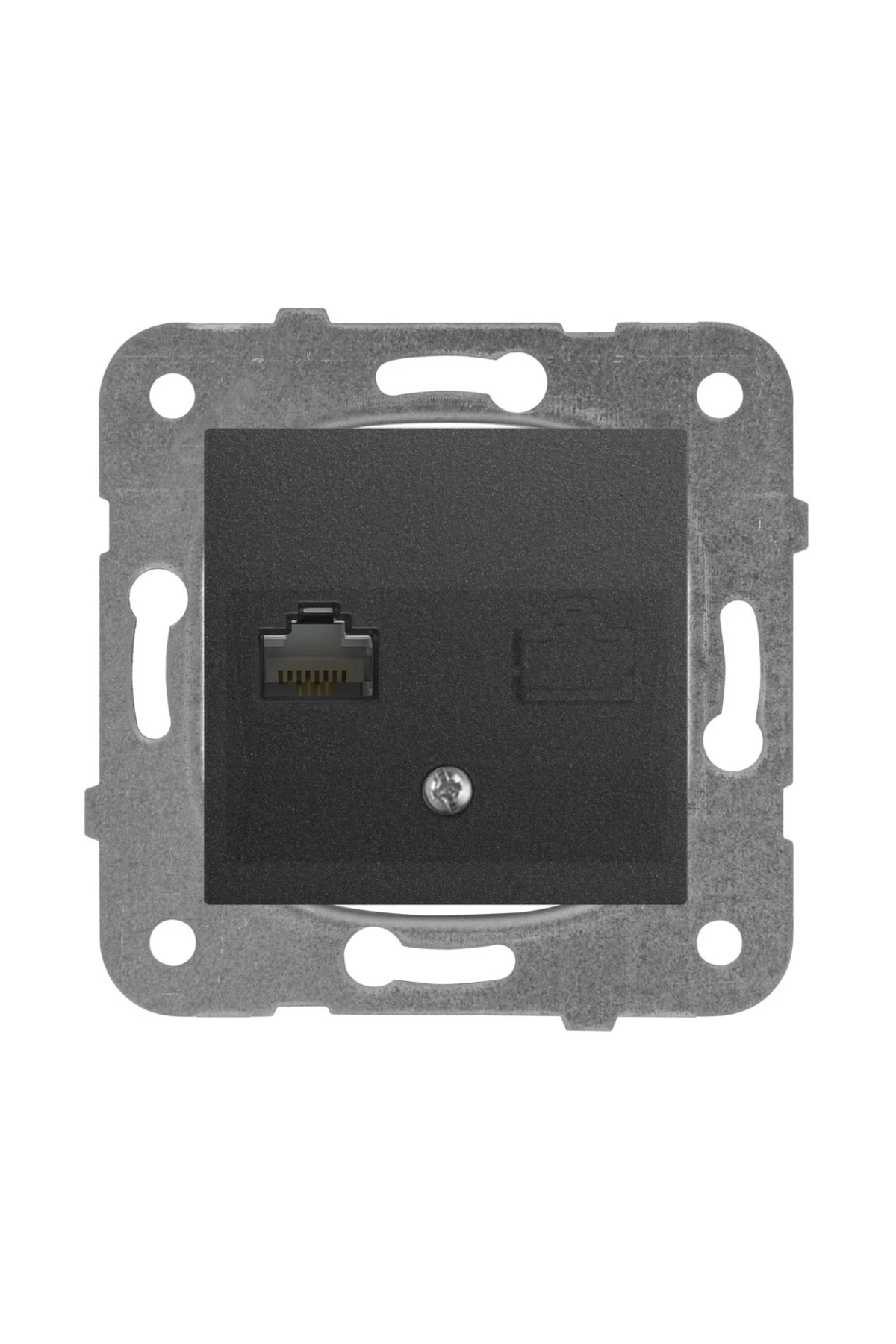 Novella Tekli Nümeris Telefon Prizi Siyah Mek+düğme Kapak