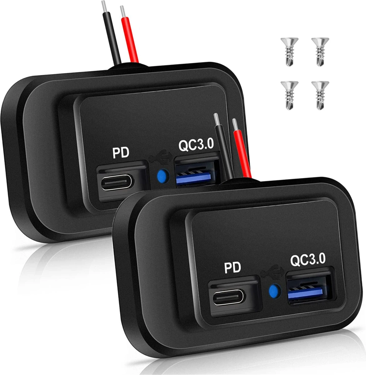 2pcs 12V/24V Rv USB Çıkışı, Çift Pd3.0 Tip-C (Usb C) ve Hızlı Şarj Qc3.0 Usb-A Bağlantı Noktası Panel Montajlı Araç USB Soket Şarj Cihazı (Yurt Dışından)