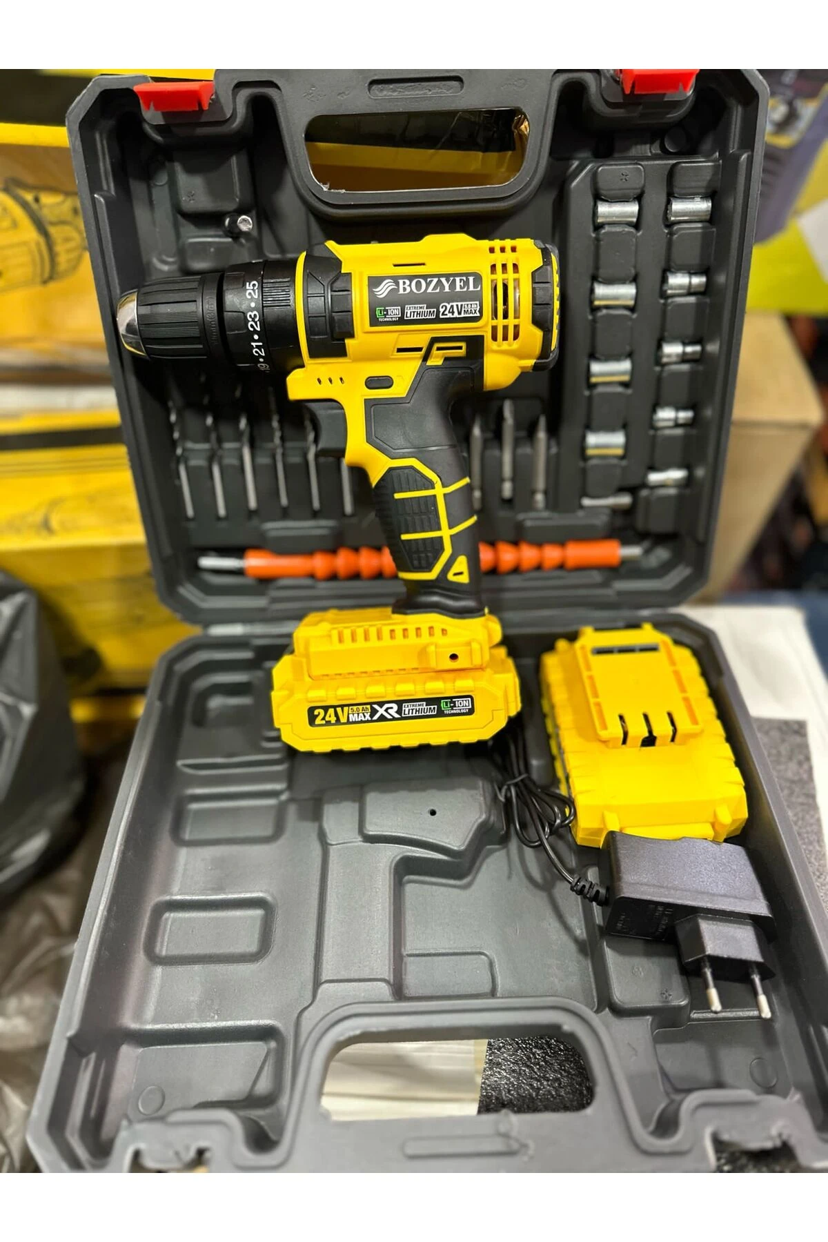 şarjlı darbeli matkap 24 volt çift akülü şansımanlı torklu matkap duvar beton ahşap delme vidalama