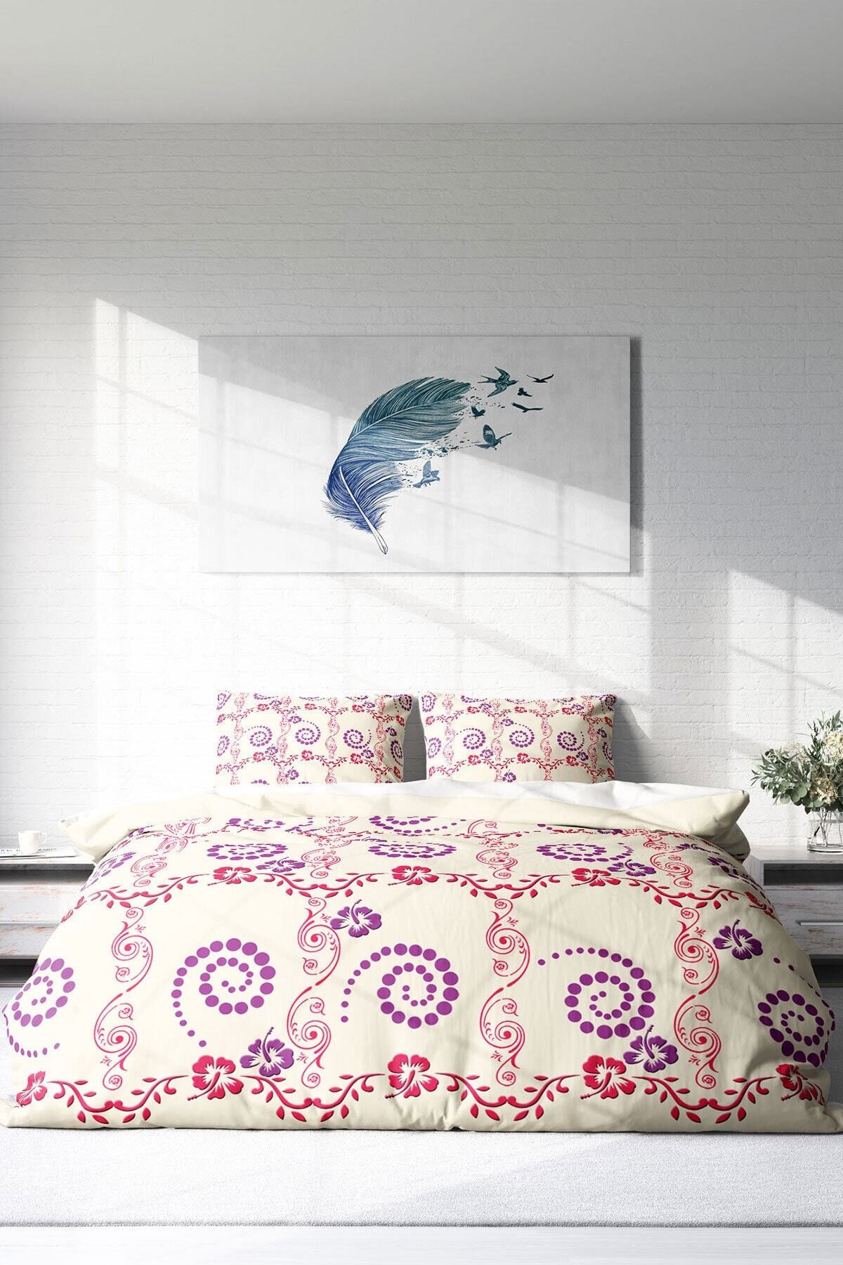 Kıng Sıze Purple Hypnosis Klasik Çift Kişilik Nevresim Takımı 220x240cm